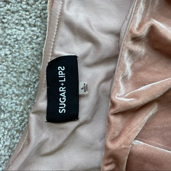 SugarLips pink velvet one shoulder ruffle dress large - Picture 6 of 8